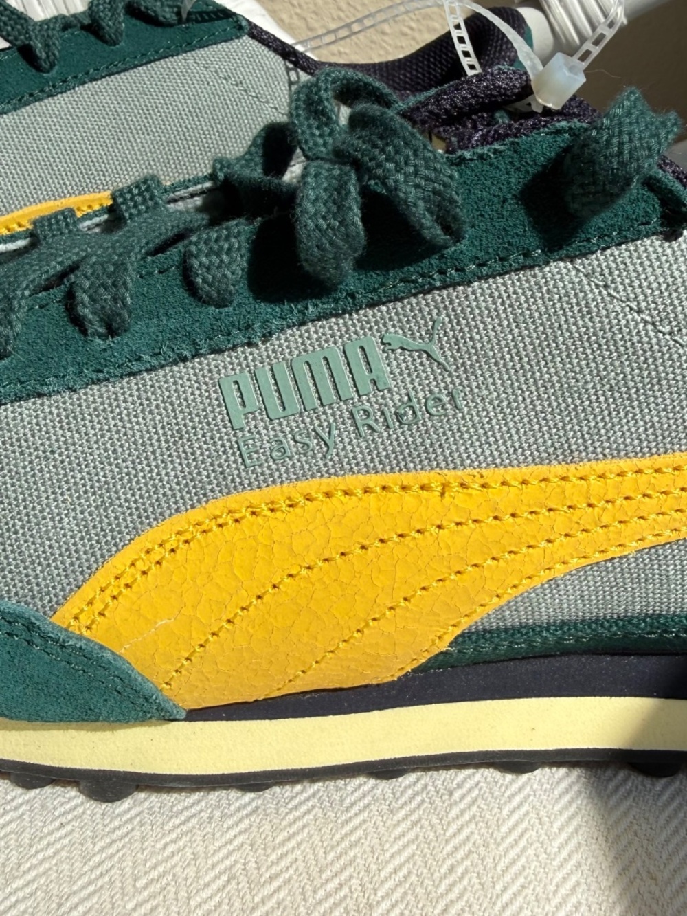 Puma Easy Rider Weathered Green Yellow Retro Sneakers Men's 8 Women 9.5 400397-0 - Picture 6 of 15